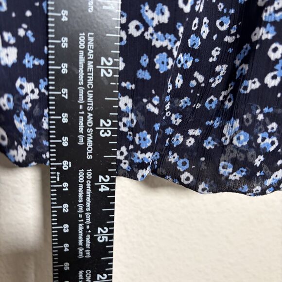 Tamara H Blouse Women's Small Floral V-Neck 3/4 Sleeve Lined Tie Sheer Top - Picture 5 of 8